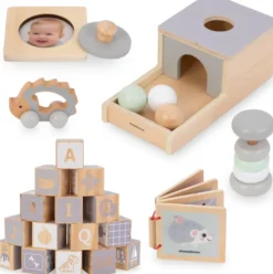 Jeux éveil sensoriel montessori bois