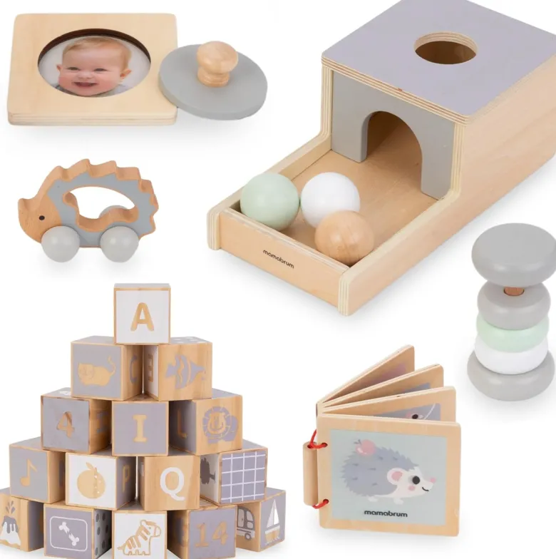Jeux éveil sensoriel montessori bois