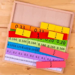 Jouet de plateau de fractions en bois