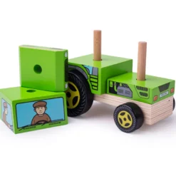 Jouet de tracteur empilable en bois
