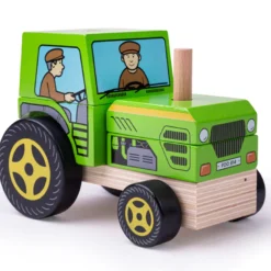 Jouet de tracteur empilable en bois