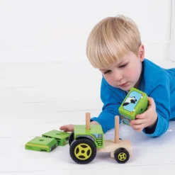 Jouet de tracteur empilable en bois
