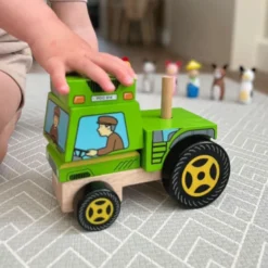 Jouet de tracteur empilable en bois