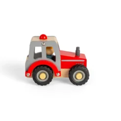 Jouet mini tracteur rouge en bois
