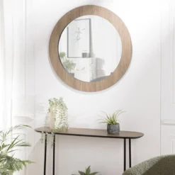 Julia - miroir rond d80cm en bois marron