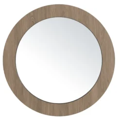 Julia - miroir rond d80cm en bois marron