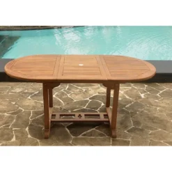 Kajang table de jardin ovale extensible en teck brut 6 personnes