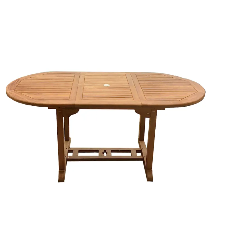 Kajang table de jardin ovale extensible en teck brut 6 personnes