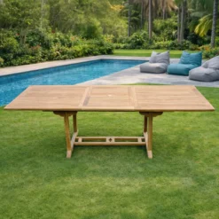 Kajang table de jardin rectangle en teck brut 10 places