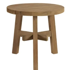 Kally - table d'appoint ronde en bois de teck recyclé naturel d47cm
