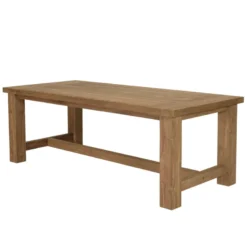 Kally - table à manger de jardin 220cm bois teck recyclé pieds droits