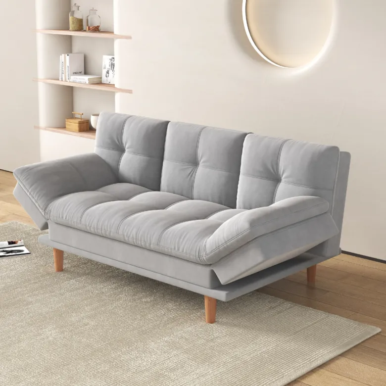 Kalmar canapé convertible et modulable 3 places en tissu gris clair
