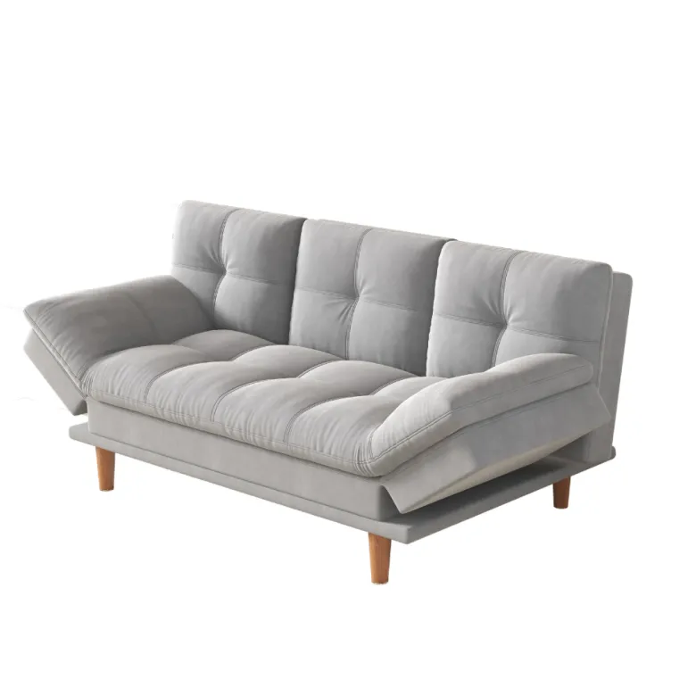 Kalmar canapé convertible et modulable 3 places en tissu gris clair