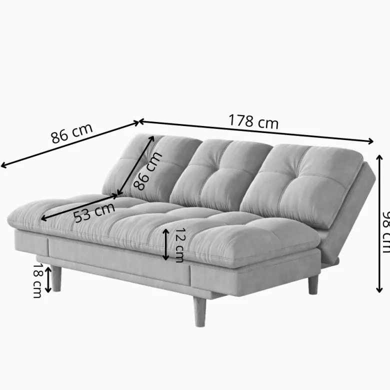 Kalmar canapé convertible et modulable 3 places en tissu gris clair