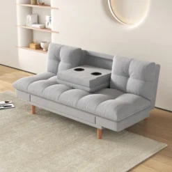 Kalmar canapé convertible et modulable 3 places en tissu gris clair