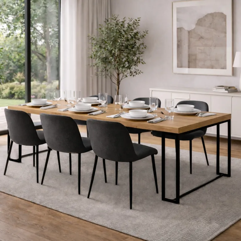 Kama table extensible 10-12 personnes effet bois 300cm