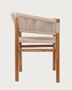Kanoa - chaise en teck massif et corde beige