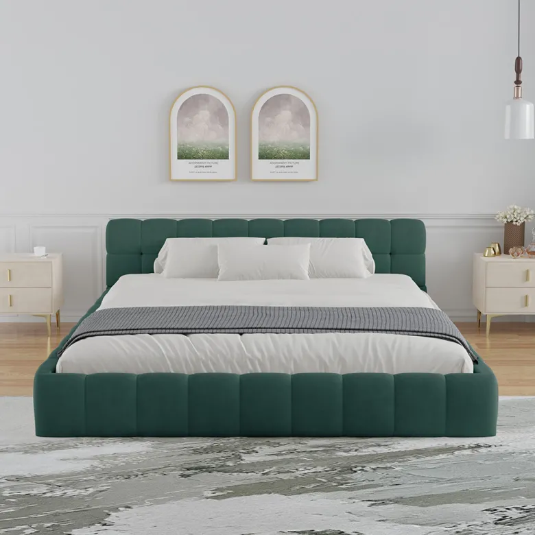 Kansas lit nuage 160x200cm en velours vert