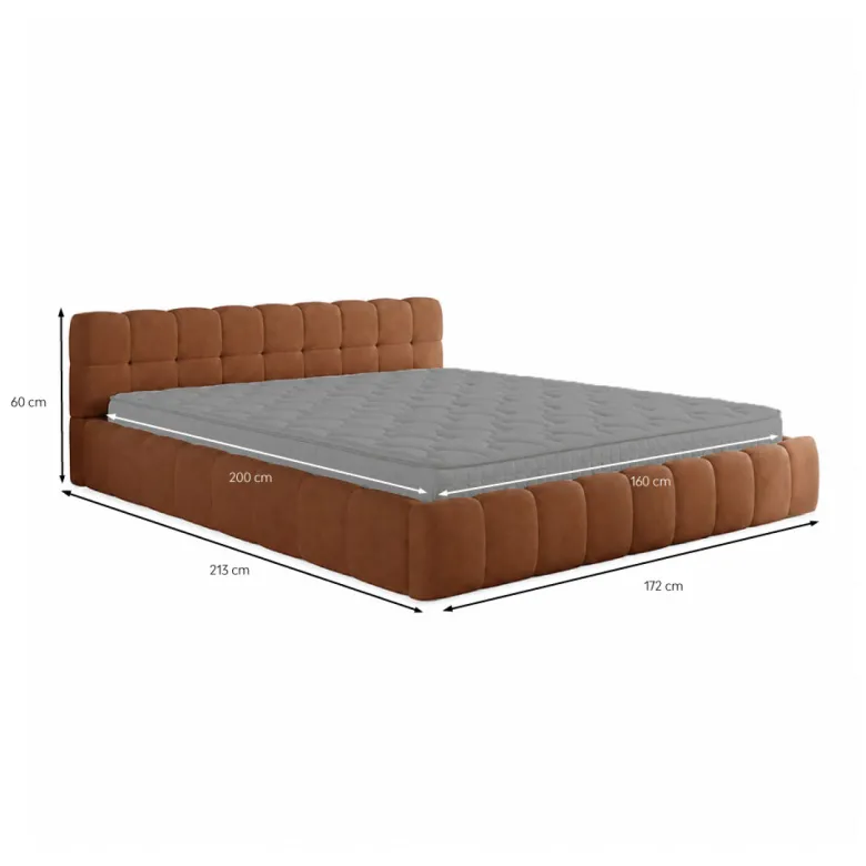 Kansas lit nuage 160x200cm en velours marron