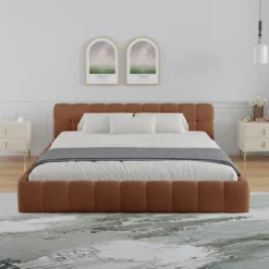 Kansas lit nuage 160x200cm en velours marron