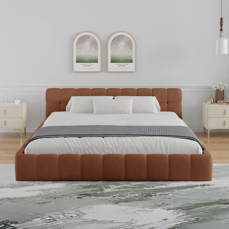 Kansas lit nuage 160x200cm en velours marron