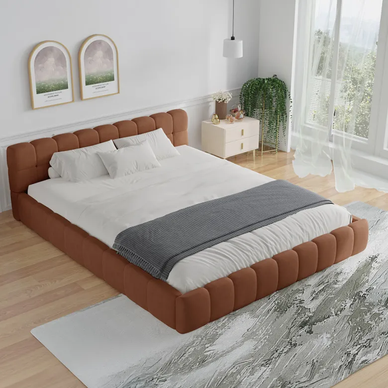Kansas lit nuage 160x200cm en velours marron