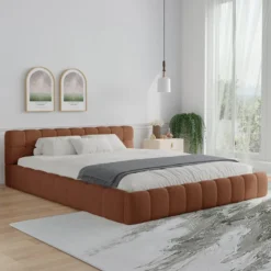 Kansas lit nuage 160x200cm en velours marron
