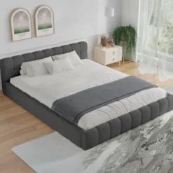 Kansas lit style nuage 140x190cm en velours gris