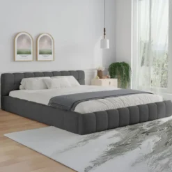 Kansas lit style nuage 140x190cm en velours gris