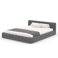 Kansas lit style nuage 140x190cm en velours gris