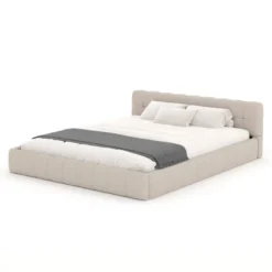 Kansas lit style nuage 160x200cm en velours beige
