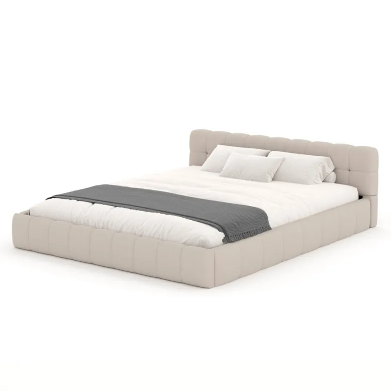 Kansas lit style nuage 160x200cm en velours beige
