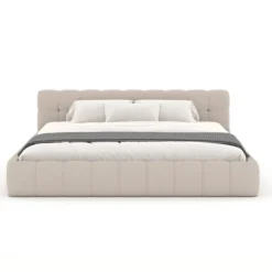 Kansas lit style nuage 160x200cm en velours beige