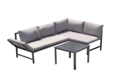 Katea salon de jardin bas avec canapé inclinable gris foncé