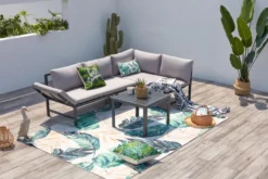 Katea salon de jardin bas 4 places gris clair