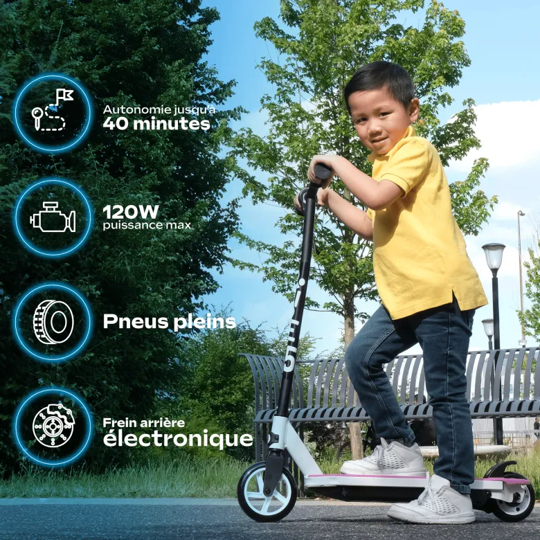 Kid-55 flash – trottinette électrique enfant led, 10 km / dès 6 ans