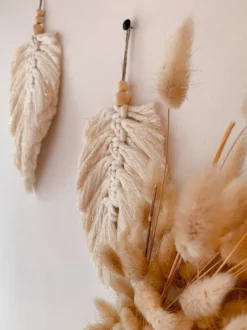 Kit diy plumes macramé terracotta - créez votre déco murale bohème