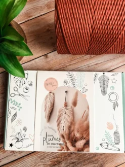 Kit diy plumes macramé terracotta - créez votre déco murale bohème