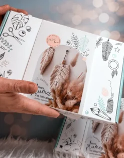Kit diy plumes macramé terracotta - créez votre déco murale bohème