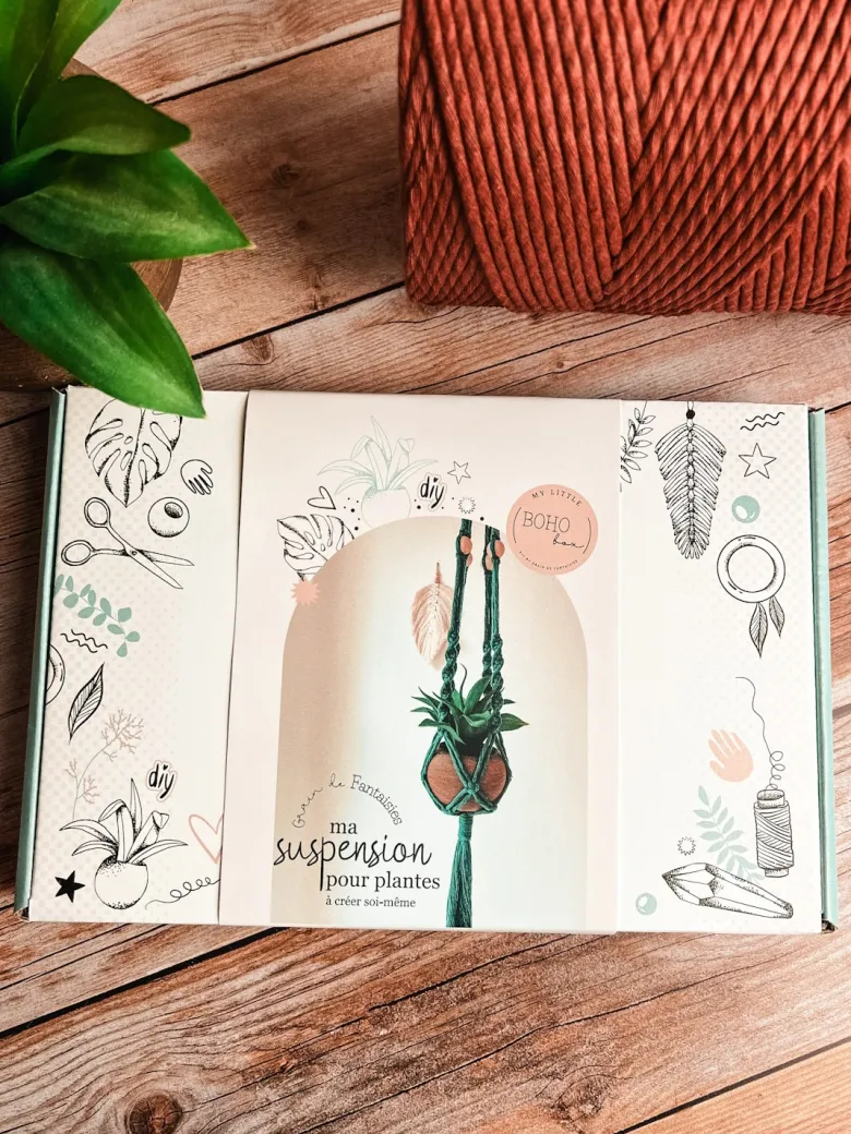 Kit diy suspension macramé terracotta - créez votre décoration pour plantes