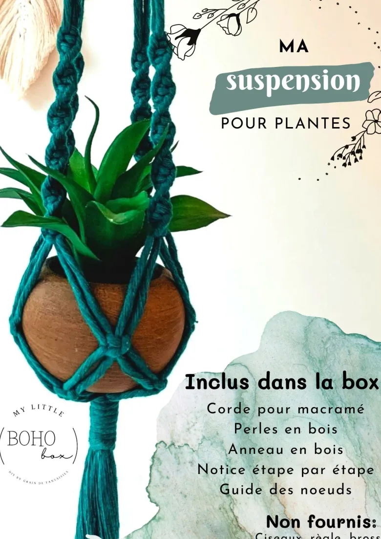 Kit diy suspension macramé terracotta - créez votre décoration pour plantes