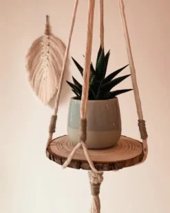 Kit diy étagère rondin macramé jungle — étagère murale bohème