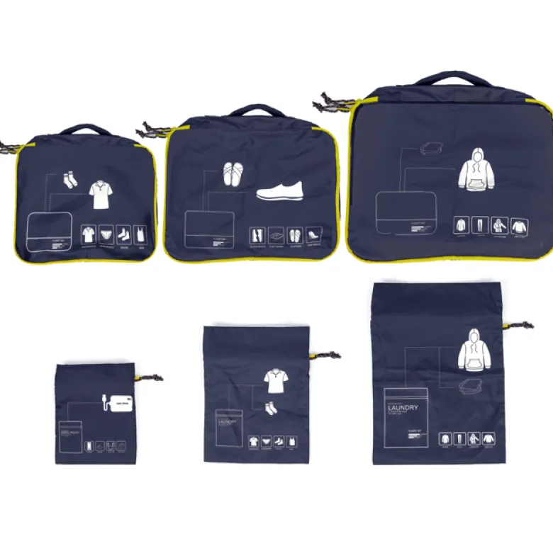 Kit organiseur 6 pochettes de voyage bleu marine