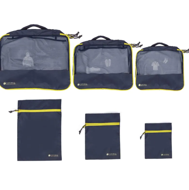 Kit organiseur 6 pochettes de voyage bleu marine