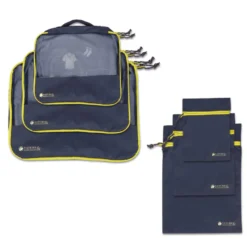 Kit organiseur 6 pochettes de voyage bleu marine