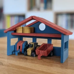 Kit tracteur et sa ferme en bois coloré