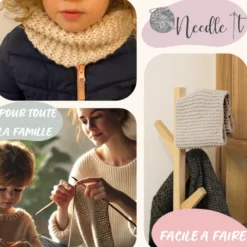 Kit tricot tour de cou rose