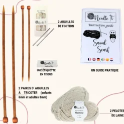 Kit tricot tour de cou rose