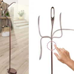 Lampadaire led effet bois wengé 3 températures tête flexible tactile
