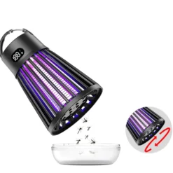 Lampe anti-moustiques rechargeable 2 en 1 : piège uv et lampe de camping noir